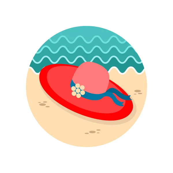 Icono del sombrero de playa. Verano. Vacaciones — Vector de stock