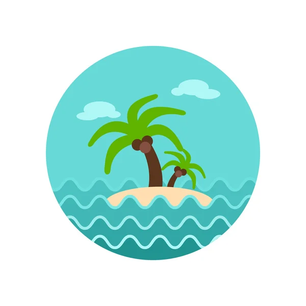 Isla con icono de palmeras. Verano. Vacaciones — Vector de stock