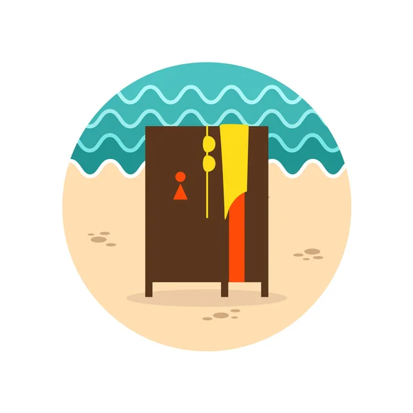 Vestidor en el icono de la playa. Verano. Vacaciones — Vector de stock