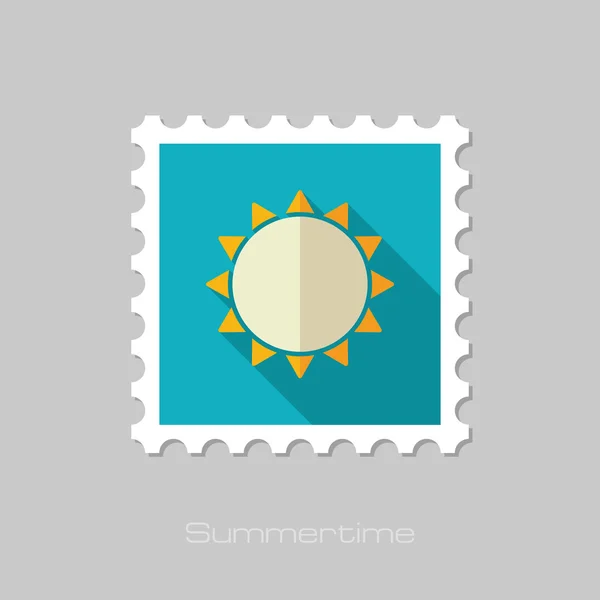 Sun flat stamp. Summer. Vacation — Stock Vector