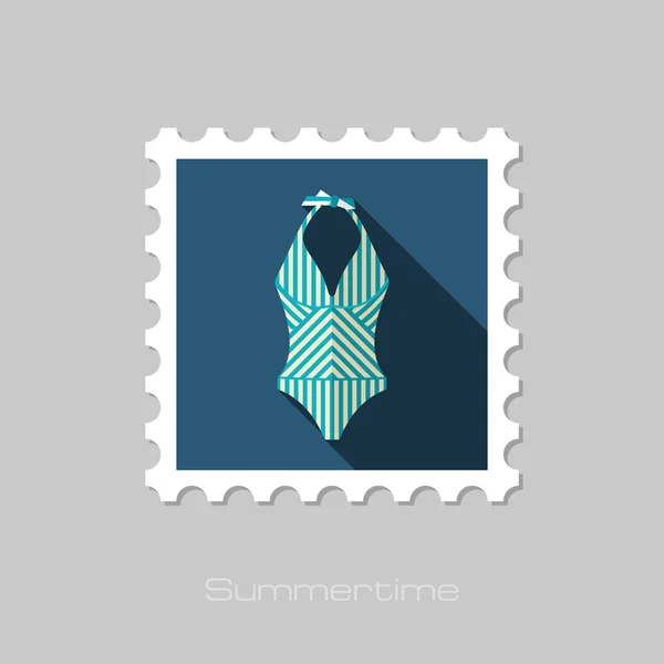 Badeanzug flache Briefmarke. Sommer. Urlaub — Stockvektor