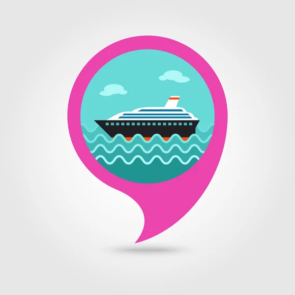 Cruise liner pin map icon. Verano. Vacaciones — Archivo Imágenes Vectoriales