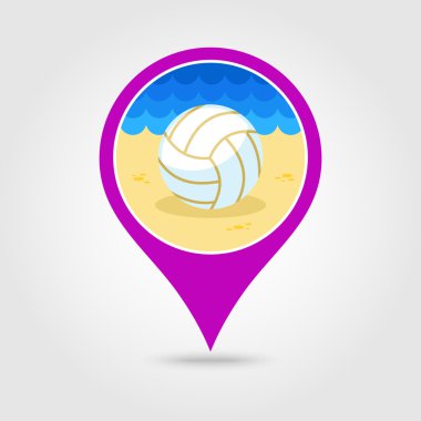 Voleybol PIN harita simgesi. Yaz. Tatil