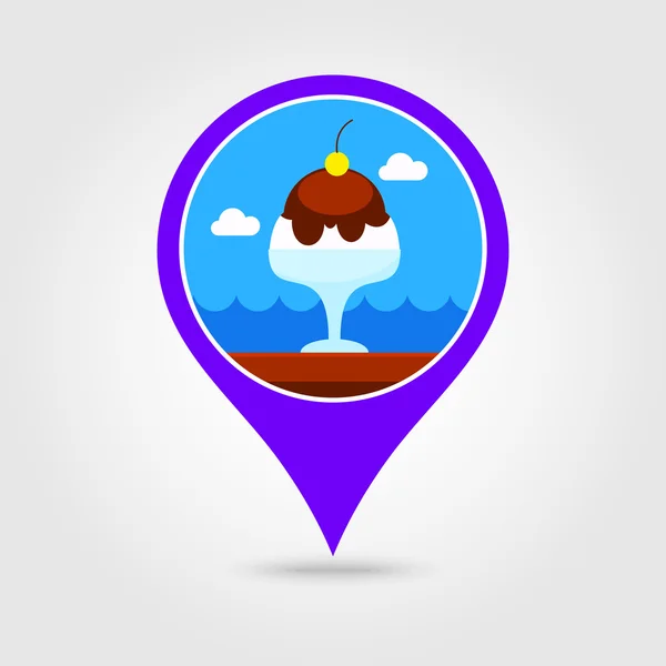 Ice Cream pin map icon. Summer. Vacation — Stock Vector