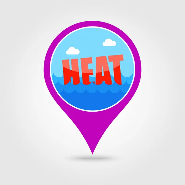 Icono de mapa de pin de calor. Verano. Vacaciones — Archivo Imágenes Vectoriales