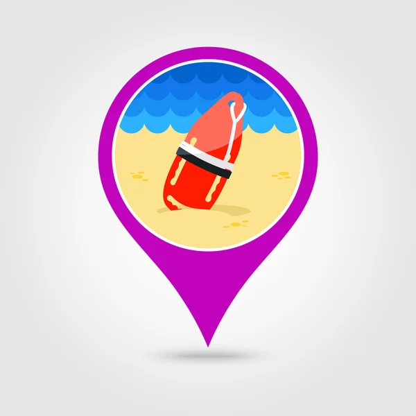 Torpédo plavčík bóje pin mapa ikona. Léto — Stockový vektor