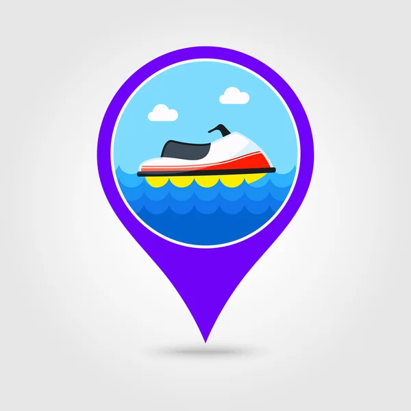 Jet Ski pin mapa ikona. V létě. Dovolená — Stockový vektor