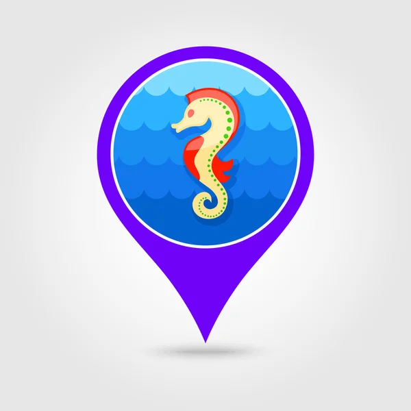 Mořský koník pin mapa ikona. V létě. Dovolená — Stockový vektor