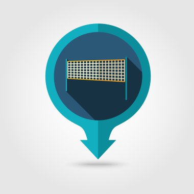 Voleybol net plaj sporu pin harita simgesi. Tatil