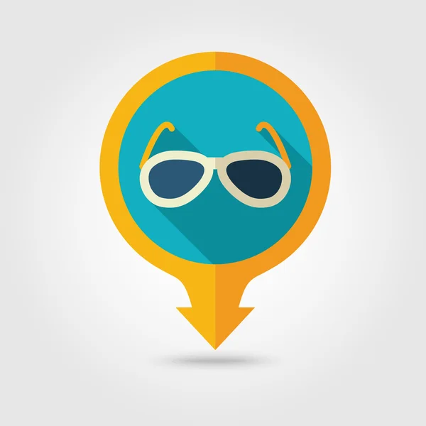 Sunglasses pin map flat icon. Summer. Vacation — Stock Vector