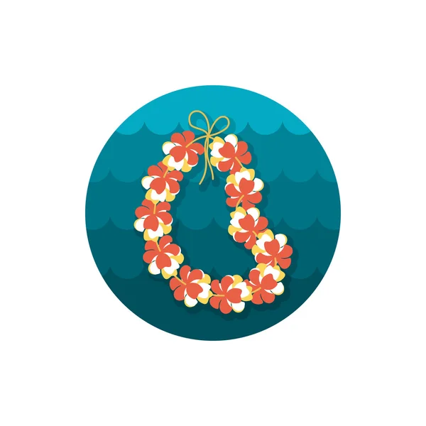 Collier Hawaï fleurs, couronne icône. Vacances — Image vectorielle