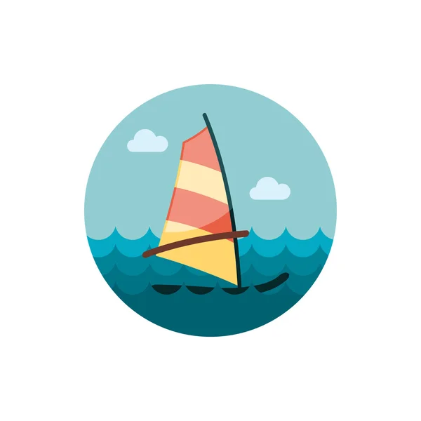 Tabla icono de Windsurf. Verano. Vacaciones — Vector de stock