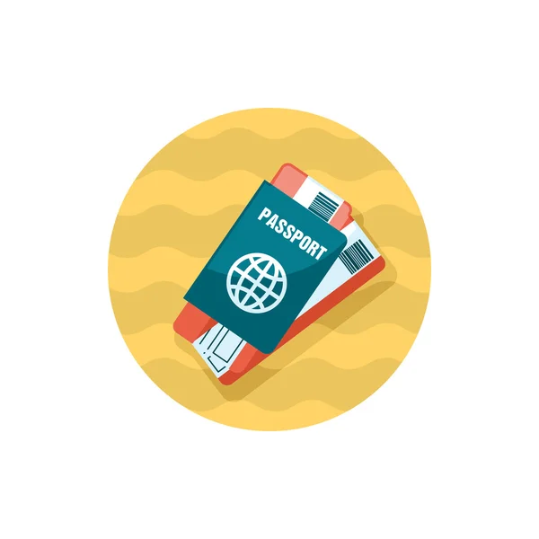 A Passport jegy ikonnal. Nyári. Nyaralás — Stock Vector