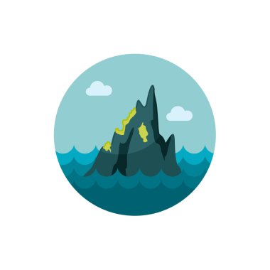 Deniz simgesi kayalarda. Yaz. Tatil