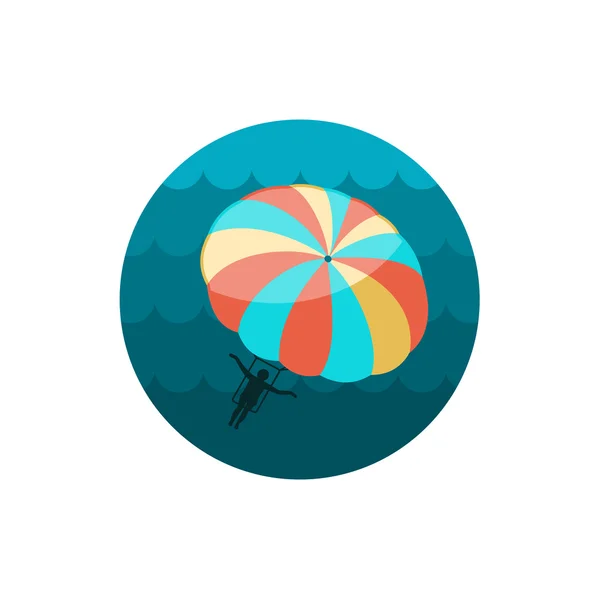 Parasailing. Icono de actividad de kite de verano. Vacaciones — Archivo Imágenes Vectoriales