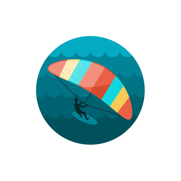 Kite boarding. Kite surfing ikon. Sommaren. Semester — Stock vektor