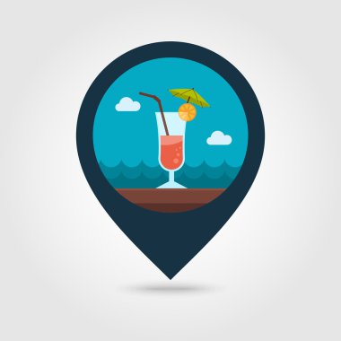 Kokteyl PIN harita simgesi. Yaz. Tatil