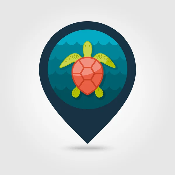Mořská želva pin mapa ikona. V létě. Dovolená — Stockový vektor
