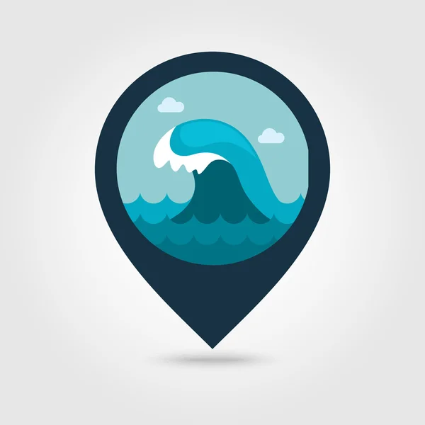 Ocean wave pin map icon. Summer. Vacation — Stock Vector