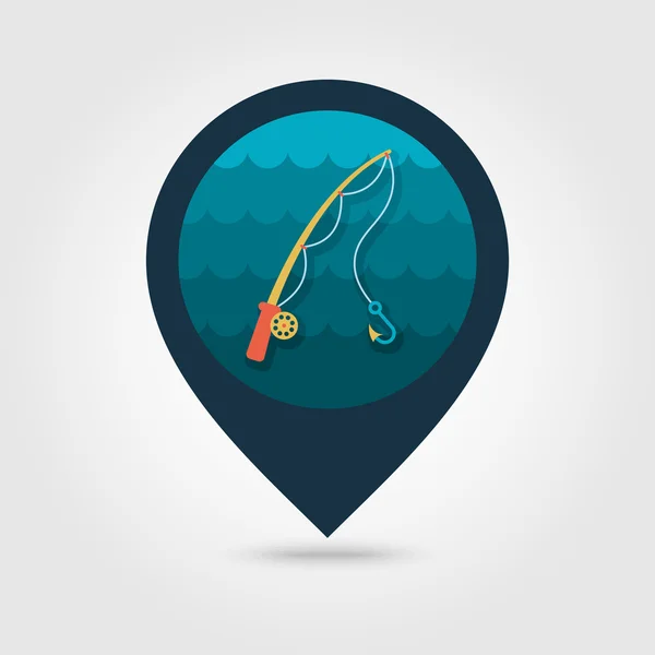 Rybářský prut pin mapa ikona. V létě. Dovolená — Stockový vektor