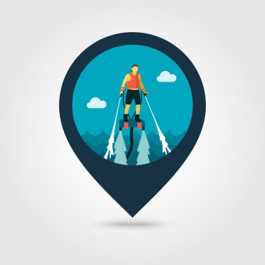 FlyBoard pin map icon. Summer. Vacation clipart