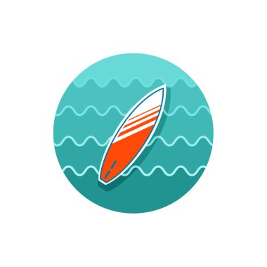 Sörf tahtası üstünde su kutsal kişilerin resmi. Yaz. Tatil