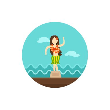 Hula dansçı heykelciği simgesi. Yaz. Tatil