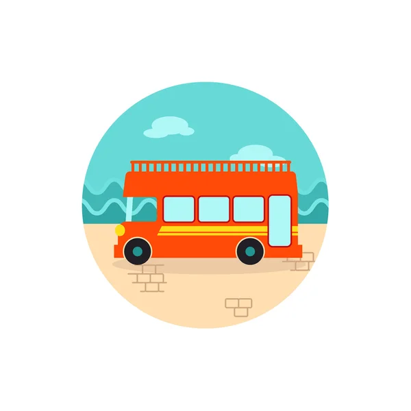 Double decker open top sightseeing city bus icon — Stock Vector