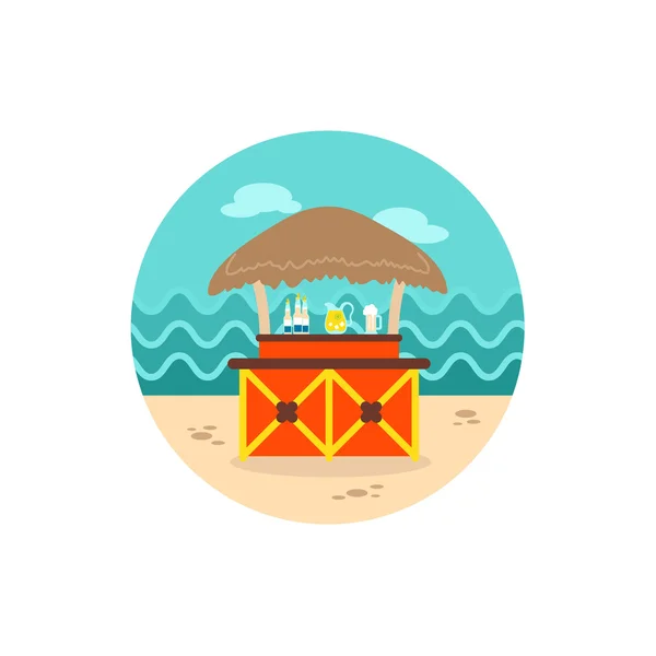 Cafe Bar bungalows på stranden-ikonen. Semester — Stock vektor