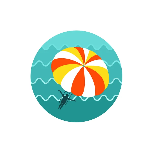 Parasailing. Sommer-Kite-Aktivität Ikone. Urlaub — Stockvektor