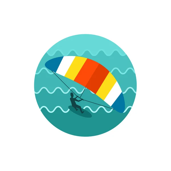 Imbarco aquiloni. Icona del kite surf. Estate. Vacanza. — Vettoriale Stock