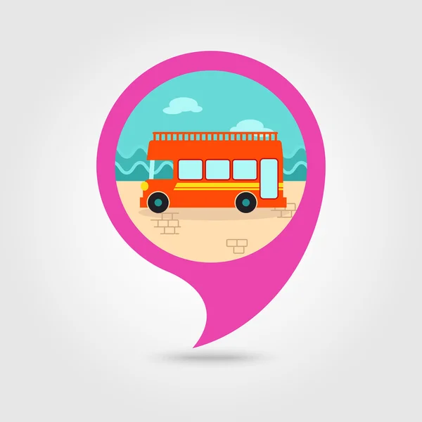 Çift katlı alçak taban açık en iyi gezi şehir otobüs simgesi — Stok Vektör