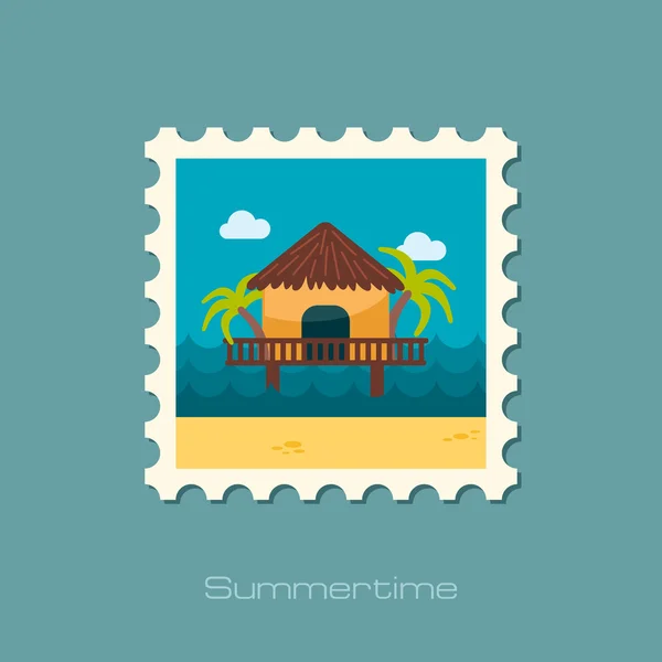 Bungalow mit Palmen Stempel. Sommer. Urlaub — Stockvektor