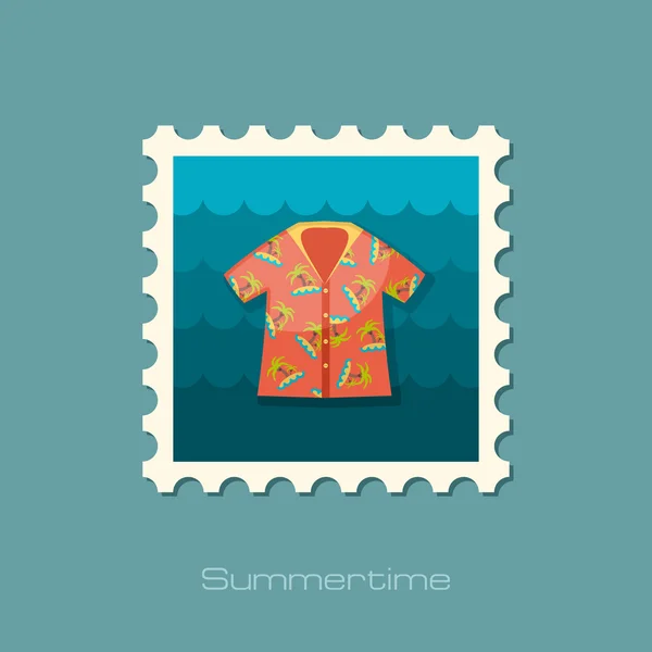 Hawaiianisches Hemd mit Palmenstempel. Sommer. Urlaub — Stockvektor