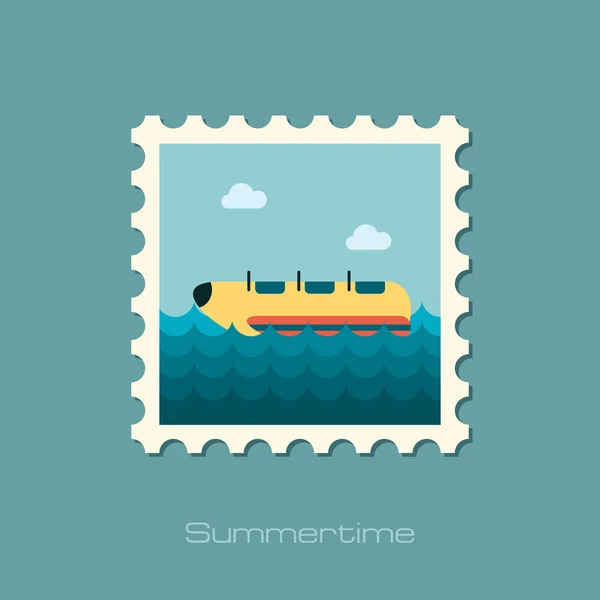 Gele bananenboot, stempel rijden. Zomer. Vakantie — Stockvector