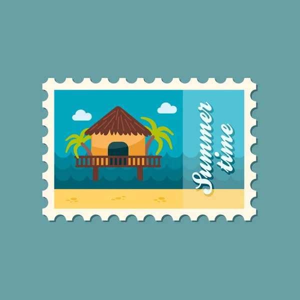 Bungalow con sello de palmeras. Verano. Vacaciones — Vector de stock