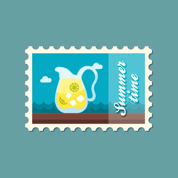 Pot de limonade avec tranches d'agrumes et timbre glacé — Image vectorielle