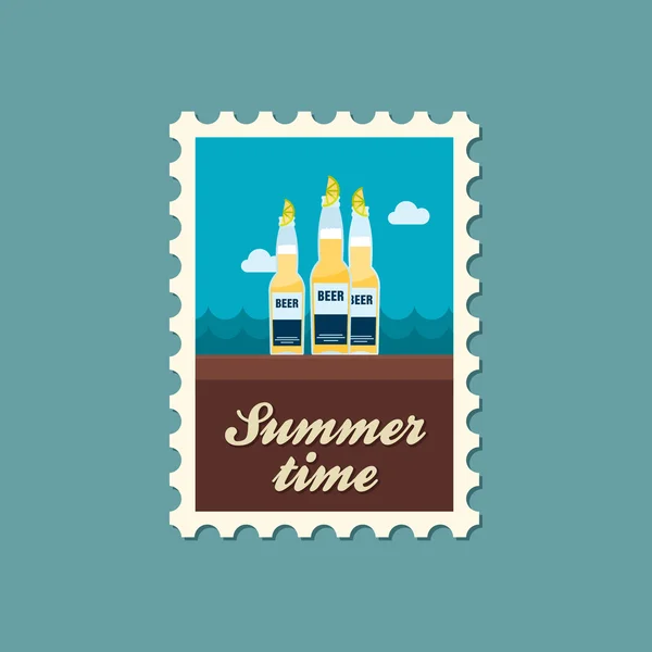 Beer bottle stamp. Summer. Vacation — Stock Vector