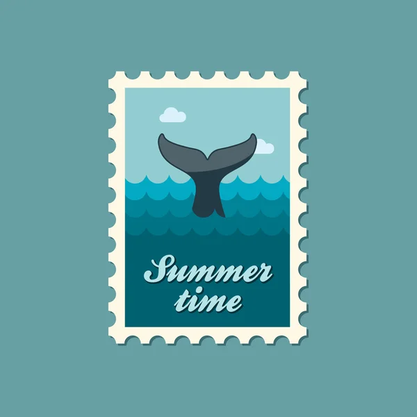 Whale tail stamp. Summer. Vacation — Stock Vector