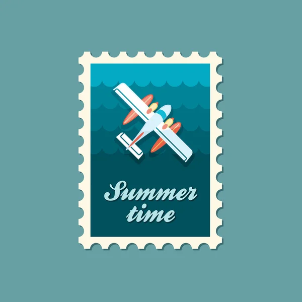 Timbre avion. L'été. Vacances — Image vectorielle