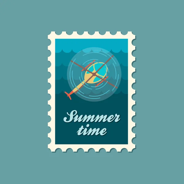 Timbre hélicoptère. L'été. Vacances — Image vectorielle