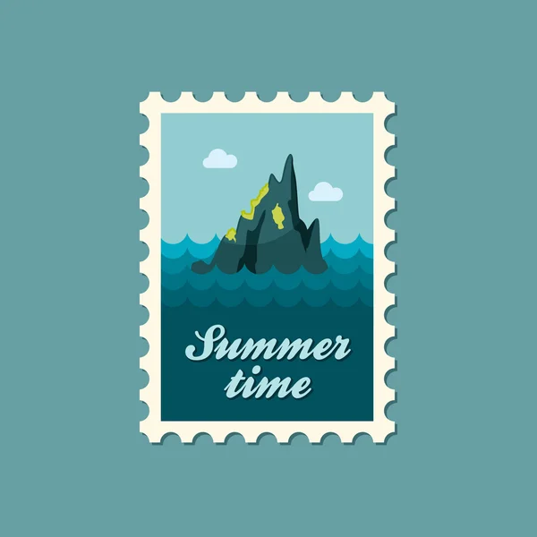 Rochers dans le timbre de la mer. L'été. Vacances — Image vectorielle