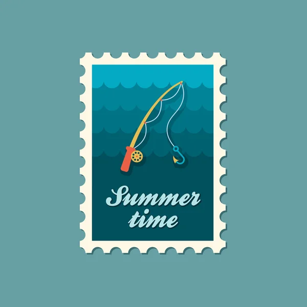 Fishing Rod stamp. Summer. Vacation — Stock Vector