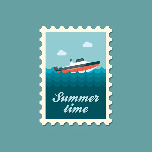 Timbre bateau de vitesse. L'été. Vacances — Image vectorielle