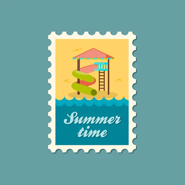 Water Park Summer Vacation. Slide Beach stamp — Stock Vector