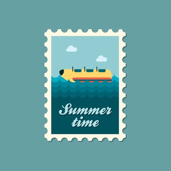 Bateau banane jaune, timbre. L'été. Vacances — Image vectorielle