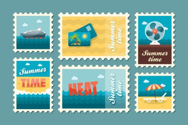 Seyahat pul seti. Yaz. Tatil