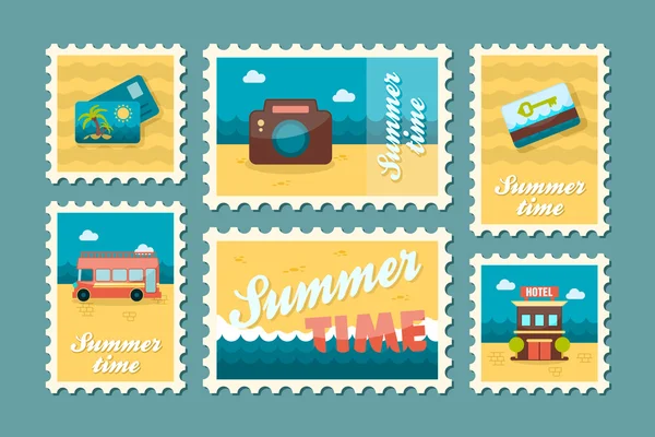 Reizende stempel-set. Zomer. Vakantie — Stockvector