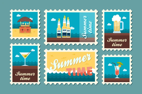 Bar set di francobolli da spiaggia. Estate. Vacanza. — Vettoriale Stock