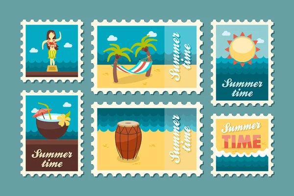 Island beach stamp set. Summer. Vacation Royalty Free Stock Illustrations